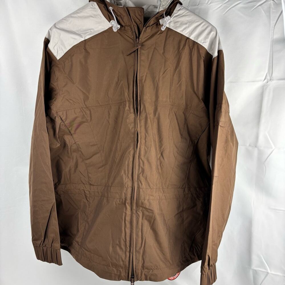 NWT Port Authority Brown and Cream Windbreaker Rain Jacket Winter Women’s Large - Picture 2 of 10